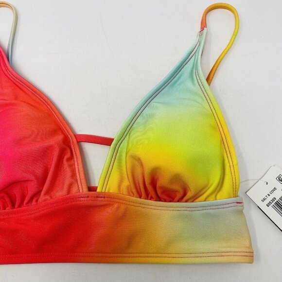 Salt & Cove Juniors Size XS Colorful Ombre Printed Front-Tab Bikini Top 1861 - Picture 4 of 8